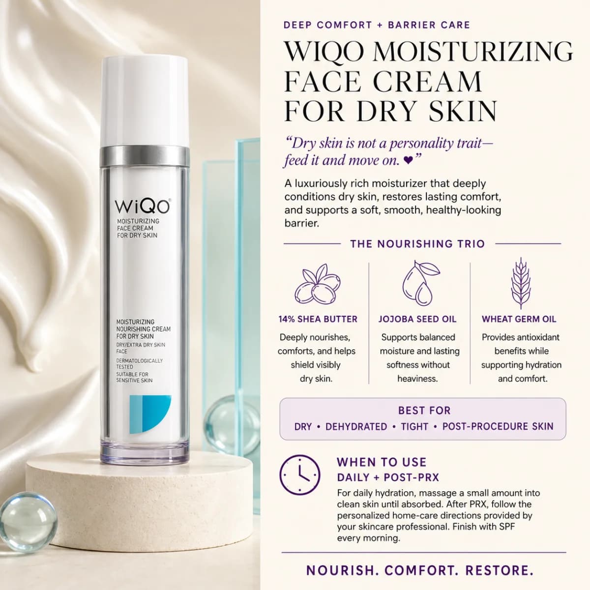 WiQO Nourishing and Moisturizing Cream for Dry Skin