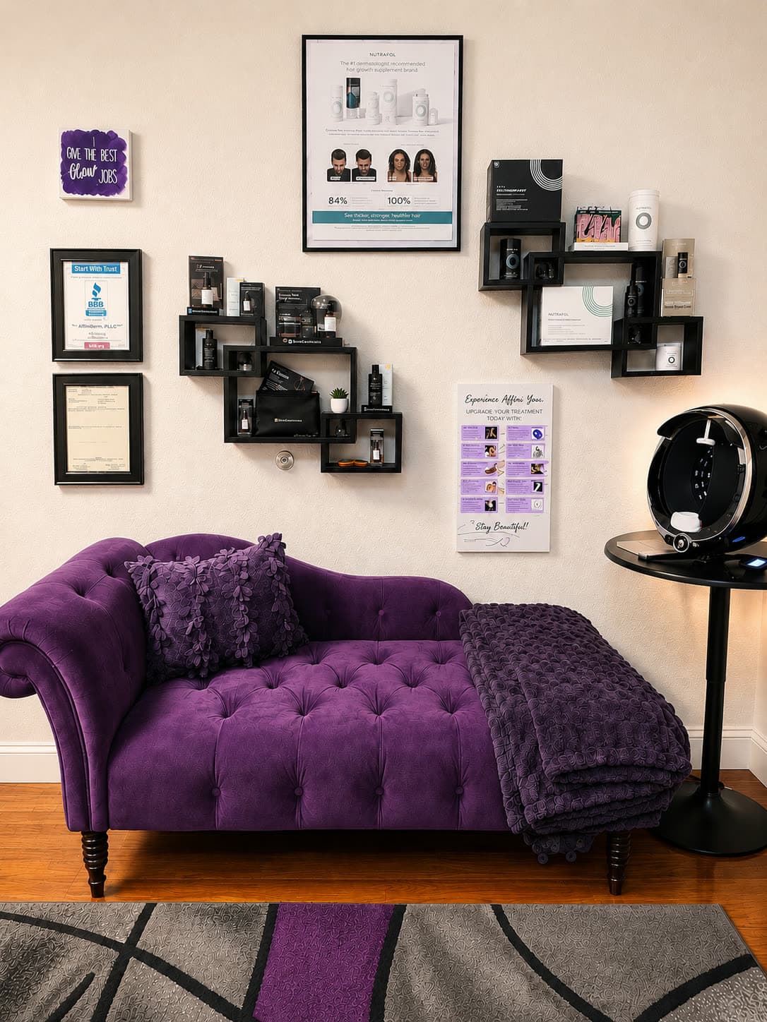 The lounge area at AffiniDerm